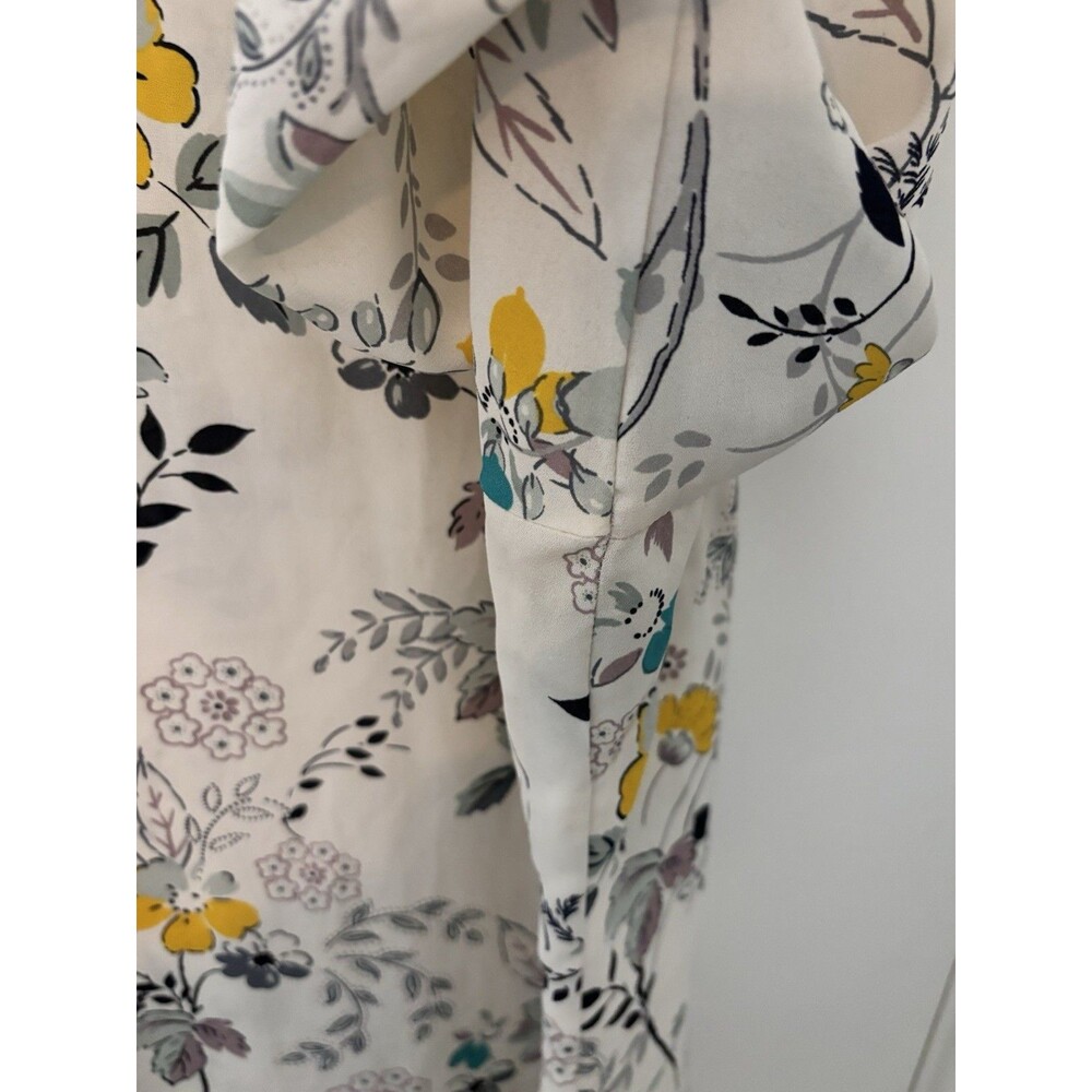 Maurices Cream Floral V-neck Blouse with Yellow & Green Accents - Picture 7 of 8
